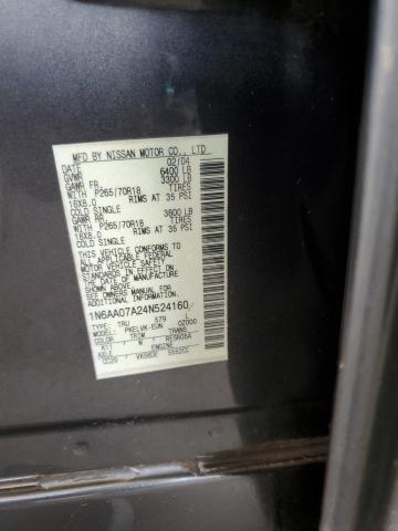 1N6AA07A24N524160 - 2004 NISSAN TITAN XE Графитовый фото 12