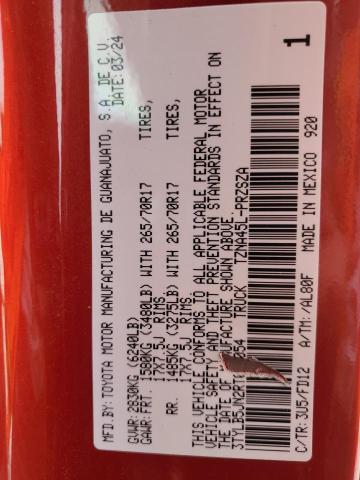 3TYLB5JN2RT013054 - 2024 TOYOTA TACOMA DOUBLE CAB 红色 照片 12