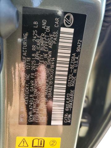 58ABZ1B12KU018414 - 2019 LEXUS ES 350 绿色 照片 12