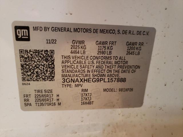 3GNAXHEG9PL157888 - 2023 CHEVROLET EQUINOX LS WHITE photo 13