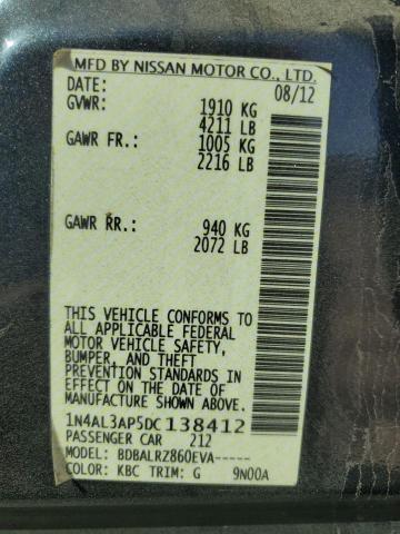 1N4AL3AP5DC138412 - 2013 NISSAN ALTIMA 2.5 GRAY photo 12