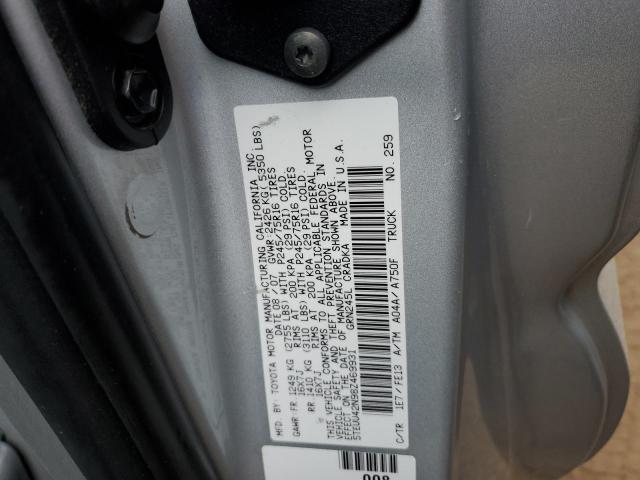 5TEUU42N98Z469931 - 2008 TOYOTA TACOMA ACCESS CAB Күміс фото 12