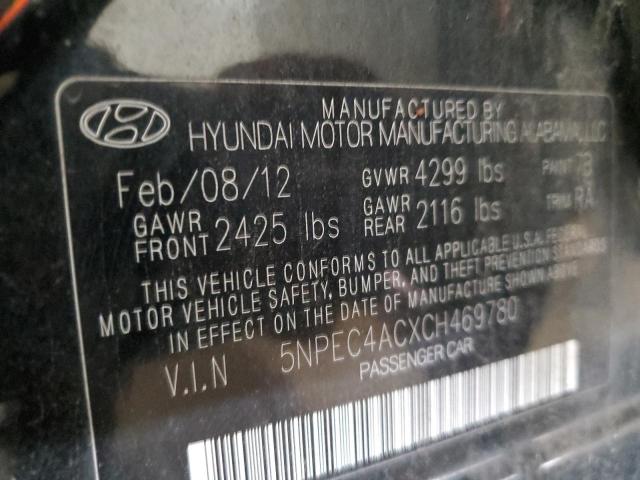 5NPEC4ACXCH469780 - 2012 HYUNDAI SONATA SE Қара фото 12