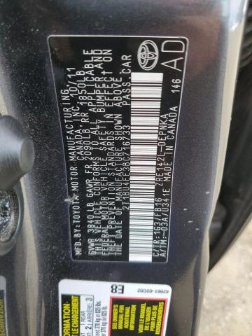 2T1BU4EE3BC716733 - 2011 TOYOTA COROLLA BASE GRAY photo 12