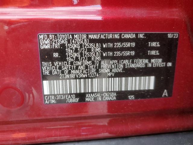 2T3N1RFV3RW413274 - 2024 TOYOTA RAV4 LIMITED BURGUNDY photo 13
