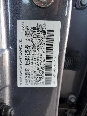19UUB1F55LA013539 - 2020 ACURA TLX TECHNOLOGY GRAY photo 12
