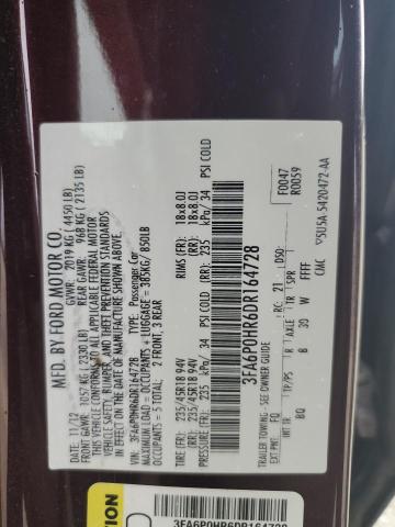 3FA6P0HR6DR164728 - 2013 FORD FUSION SE 勃艮第红 照片 12