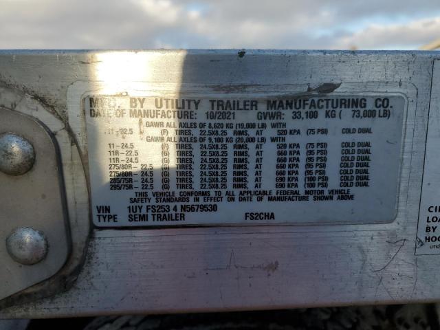 1UYFS2534N5679530 - 2022 UTILITY TRAILER WHITE photo 10