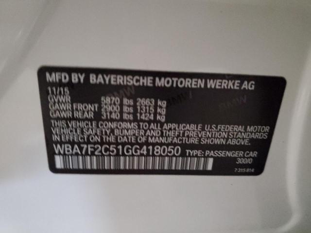 WBA7F2C51GG418050 - 2016 BMW 750 XI WHITE photo 12