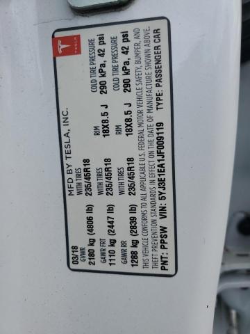 5YJ3E1EA1JF009119 - 2018 TESLA MODEL 3 თეთრი ფოტო 12