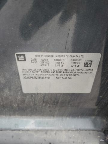 2G4GP5EC9B9182151 - 2011 BUICK REGAL CXL ნაცრისფერი ფოტო 12