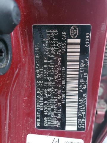 4T1BF1FK7HU722118 - 2017 TOYOTA CAMRY LE RED photo 13