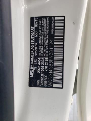 WDDSJ4GB8FN281194 - 2015 MERCEDES-BENZ CLA 250 4MATIC WHITE photo 12