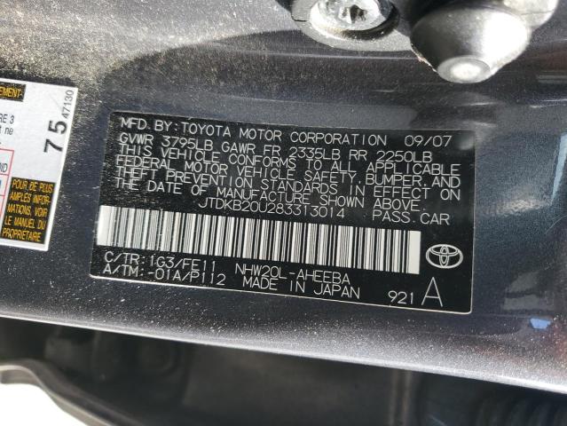 JTDKB20U283313014 - 2008 TOYOTA PRIUS GRAY photo 12