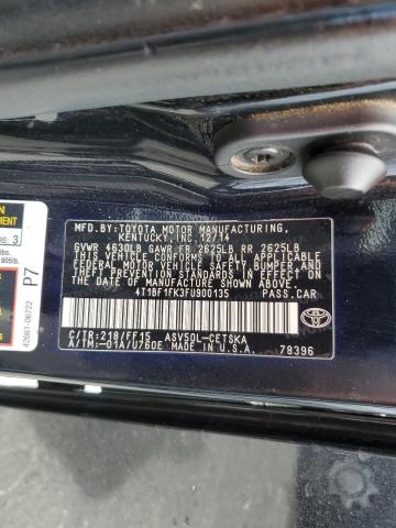 4T1BF1FK3FU900135 - 2015 TOYOTA CAMRY LE 黑色 照片 12