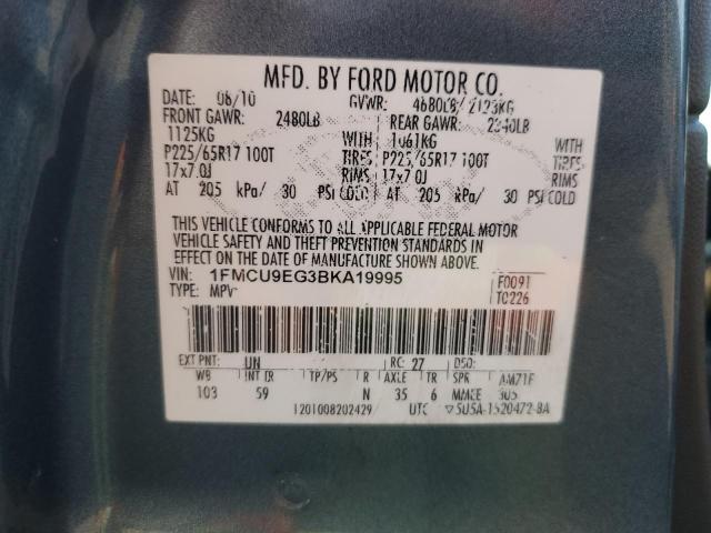 1FMCU9EG3BKA19995 - 2011 FORD ESCAPE LIMITED ნაცრისფერი ფოტო 13