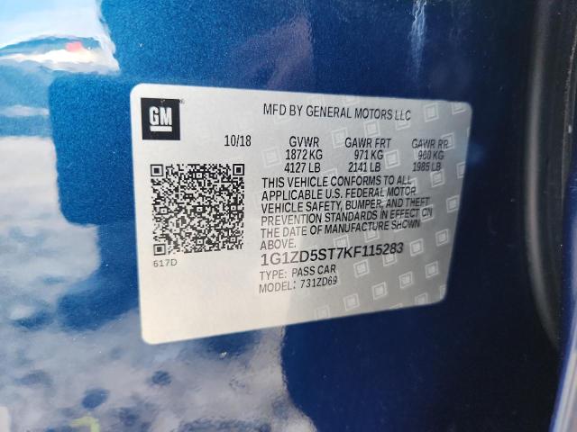 1G1ZD5ST7KF115283 - 2019 CHEVROLET MALIBU LT 蓝色 照片 12