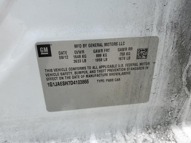 1G1JA6SH7D4103866 - 2013 CHEVROLET SONIC LS 白色 照片 12