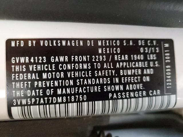 3VW5P7AT7DM818750 - 2013 VOLKSWAGEN BEETLE WHITE photo 12