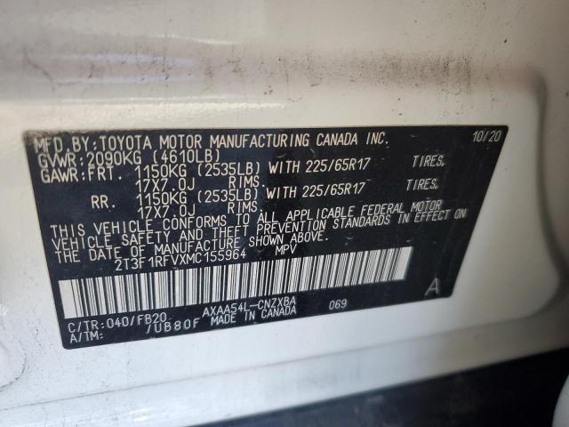 2T3F1RFVXMC155964 - 2021 TOYOTA RAV4 LE თეთრი ფოტო 14