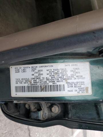 JT3GN86R110209533 - 2001 TOYOTA 4RUNNER SR5 Жасыл фото 13