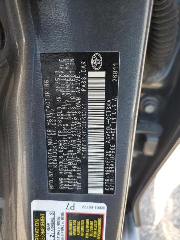 4T1BF1FK6CU069371 - 2012 TOYOTA CAMRY BASE GRAY photo 12