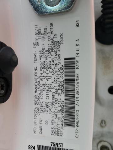 5TFJU4GN5BX008249 - 2011 TOYOTA TACOMA DOUBLE CAB PRERUNNER WHITE photo 12