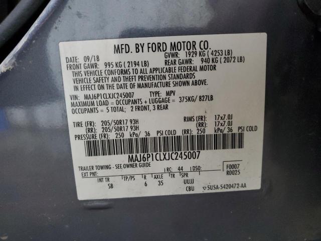 MAJ6P1CLXJC245007 - 2018 FORD ECOSPORT SES Gris foto 13