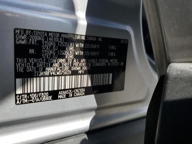 2T3H1RFV4LW075629 - 2020 TOYOTA RAV4 LE SILVER photo 13