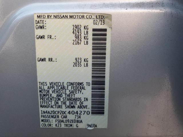 1N4AZ0CP2DC404270 - 2013 NISSAN LEAF S GRAY photo 12