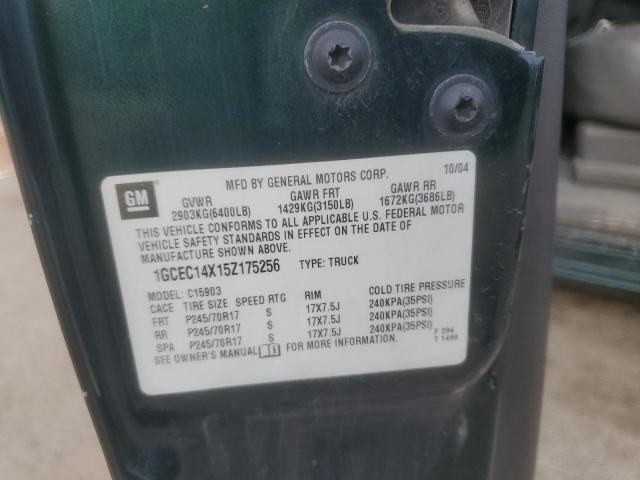 1GCEC14X15Z175256 - 2005 CHEVROLET SILVERADO C1500 მწვანე ფოტო 12