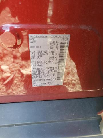 5N1AT2MVXKC794709 - 2019 NISSAN ROGUE S Czerwony zdjęcie 13