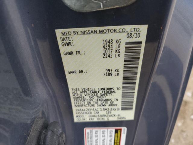 1N4AL2EP4AC190369 - 2010 NISSAN ALTIMA S GRAY photo 12