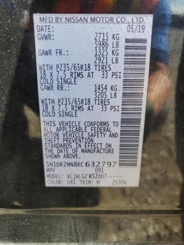 5N1DR2MN8KC632797 - 2019 NISSAN PATHFINDER S Սև լուսանկար 13