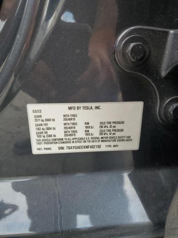 7SAYGAEEXNF402192 - 2022 TESLA MODEL Y Graphit Foto 14