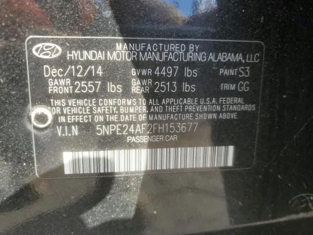 5NPE24AF2FH153677 - 2015 HYUNDAI SONATA SE BLACK photo 12