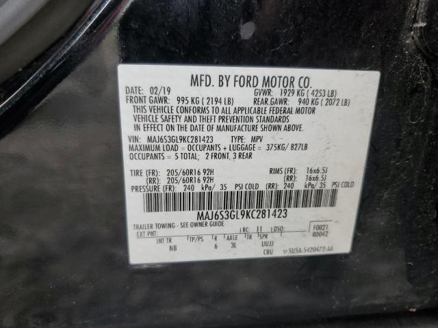 MAJ6S3GL9KC281423 - 2019 FORD ECOSPORT SE Siyah fotoğraf 13