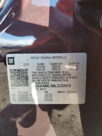 1GKKNMLS8LZ132572 - 2020 GMC ACADIA SLT BURGUNDY photo 13