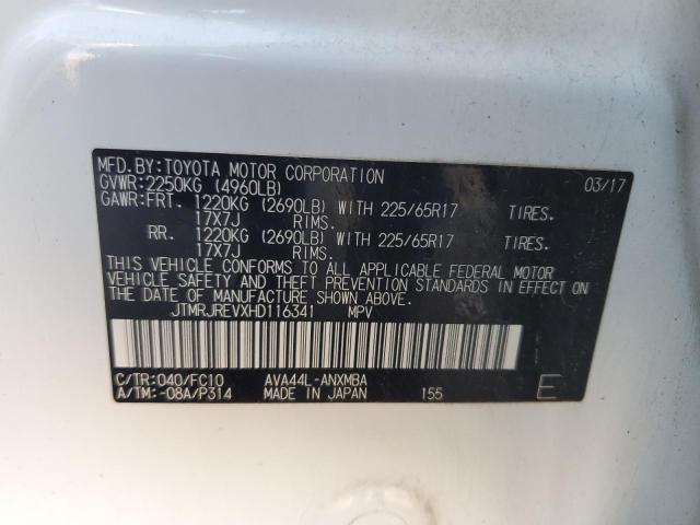 JTMRJREVXHD116341 - 2017 TOYOTA RAV4 HV LE Biały zdjęcie 12