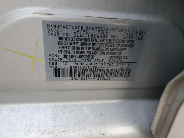 3N1AB8BV4NY225608 - 2022 NISSAN SENTRA S SILVER photo 12