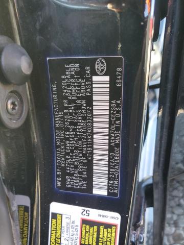 4T1B11HK7KU832072 - 2019 TOYOTA CAMRY L BLACK photo 12
