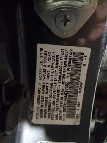 19XFA1F58AE079555 - 2010 HONDA CIVIC LX GRAY photo 12