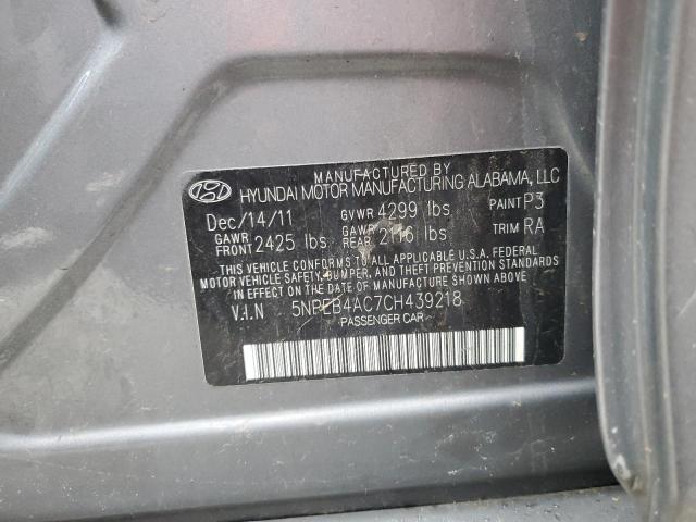 5NPEB4AC7CH439218 - 2012 HYUNDAI SONATA GLS CHARCOAL photo 12