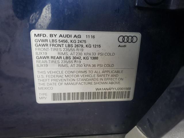 WA1ANAFY1J2001568 - 2018 AUDI Q5 PREMIUM BLUE photo 12