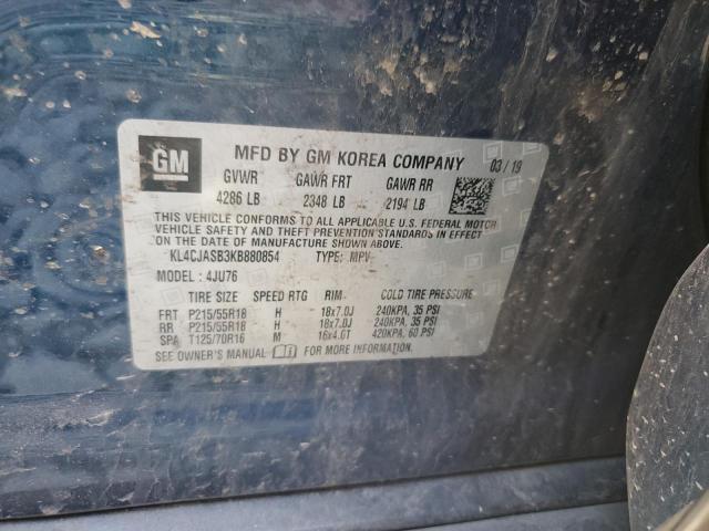 KL4CJASB3KB880854 - 2019 BUICK ENCORE PREFERRED BLUE photo 13