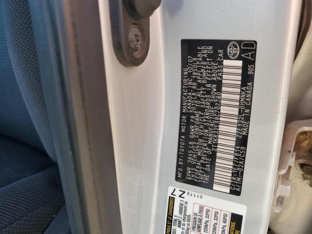 2T1KR32RX8C707780 - 2008 TOYOTA COROLLA MA Күміс фото 12