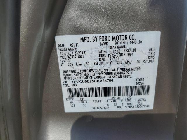 1FMCU0E75CKA34706 - 2012 FORD ESCAPE LIMITED 金色 照片 13