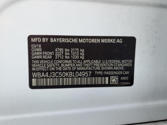 WBA4J3C50KBL04957 - 2019 BMW 430XI GRAN COUPE 白色 照片 12