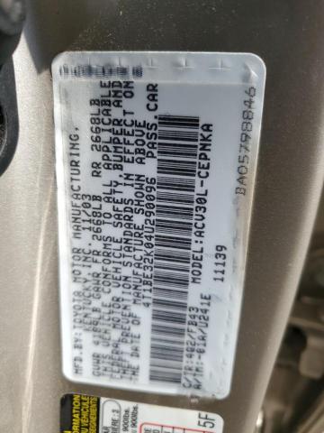 4T1BE32K04U290096 - 2004 TOYOTA CAMRY LE Алтын фото 12