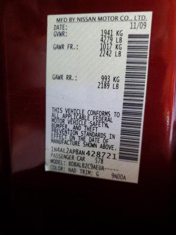 1N4AL2AP8AN428721 - 2010 NISSAN ALTIMA BASE Bordo foto 12